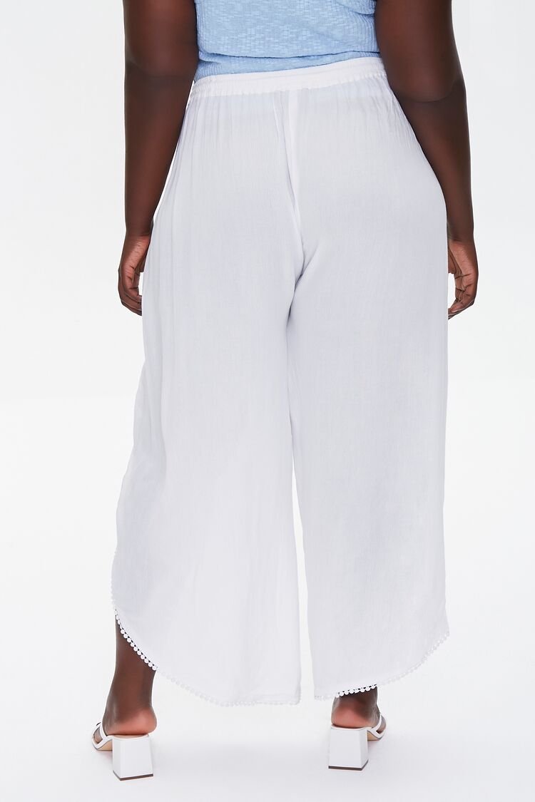 Plus Size Crochet-Trim Tassel Pants