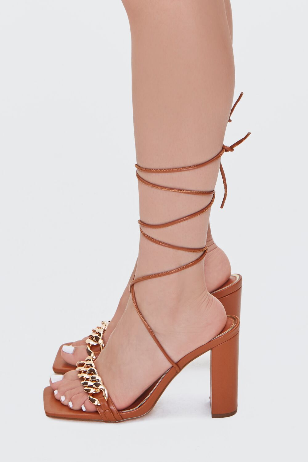 Curb Chain Wraparound Block Heels