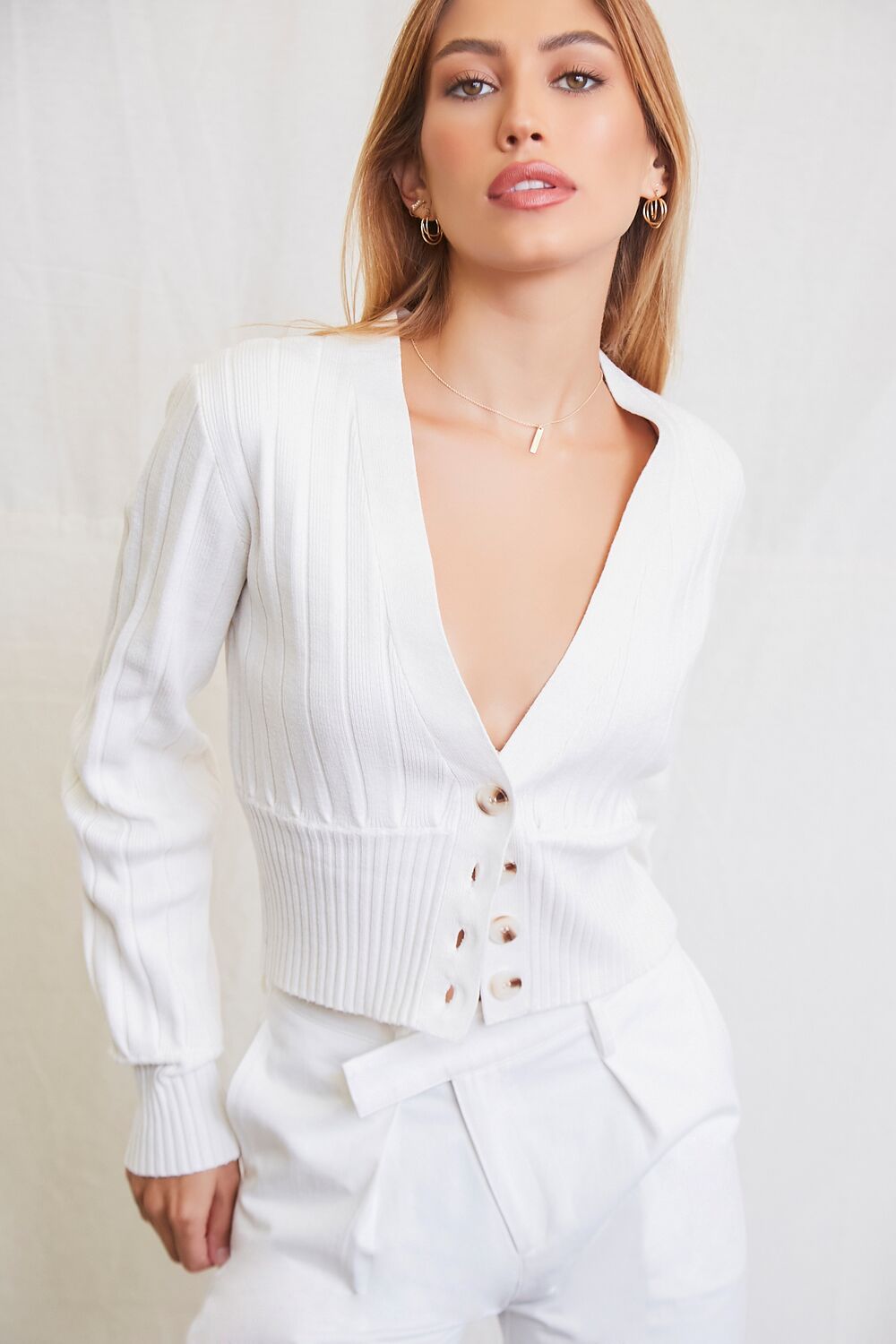 Wide-Ribbed Cardigan Sweater