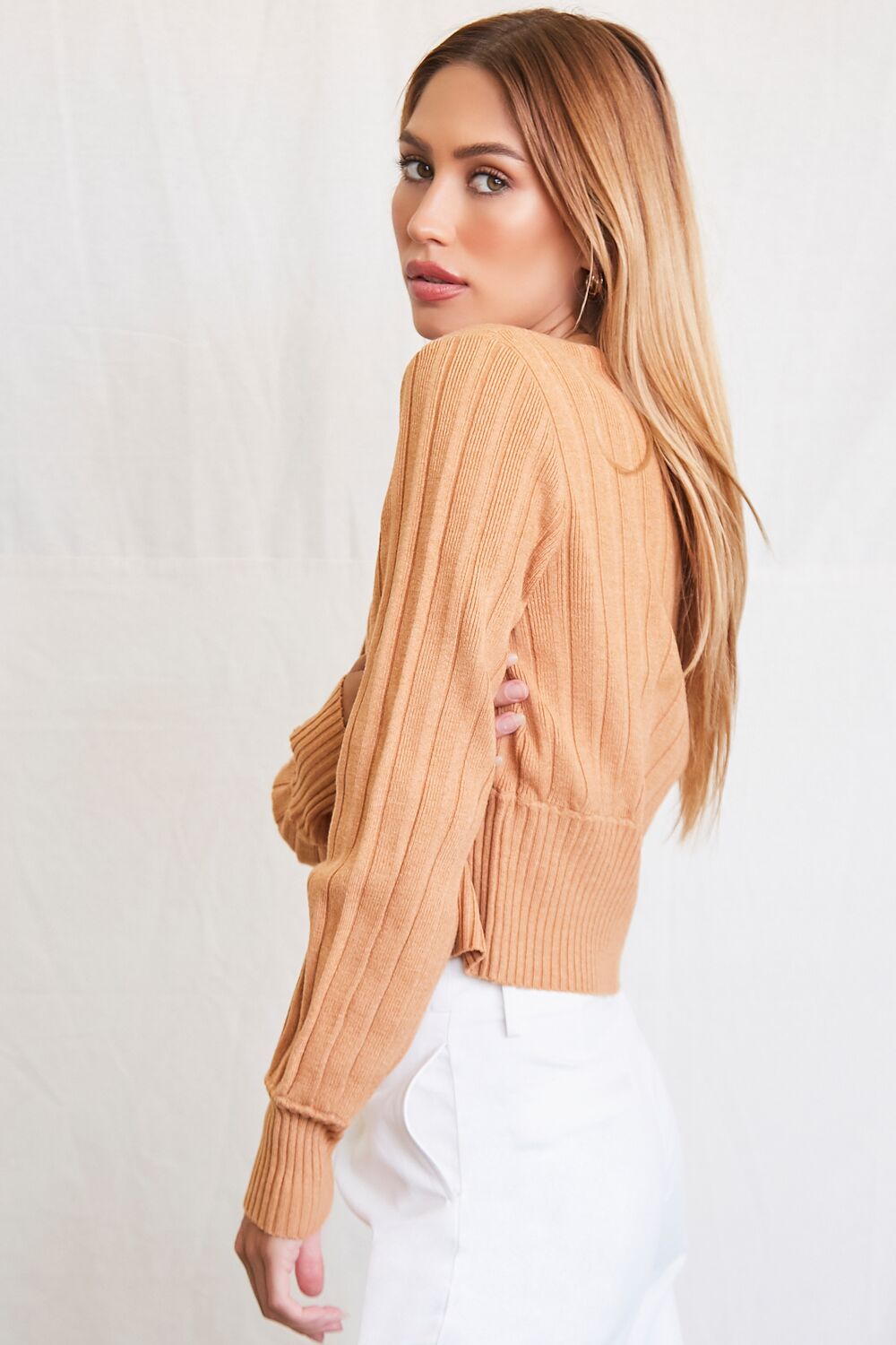 Wide-Ribbed Cardigan Sweater