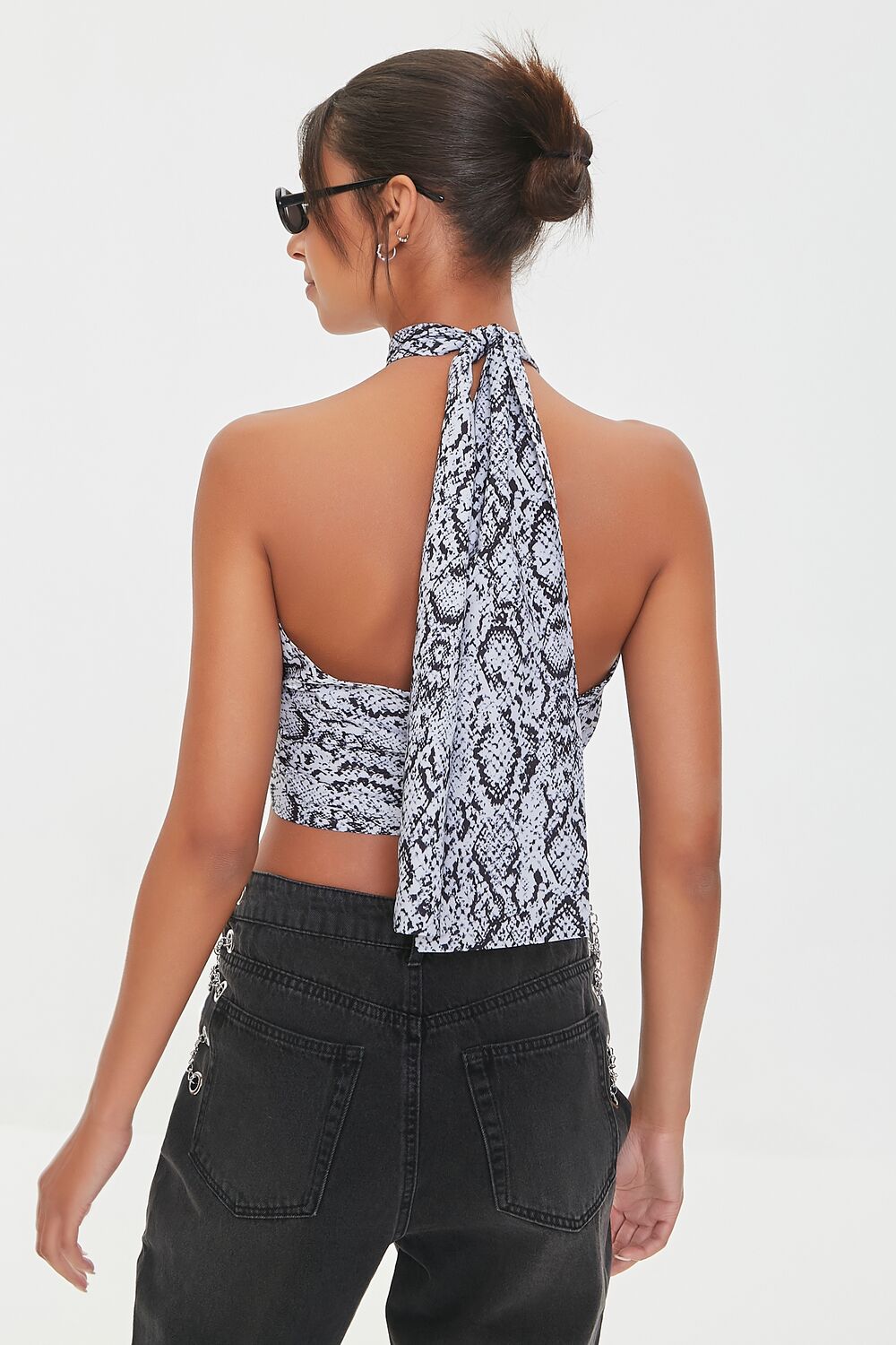 Snake Print Halter Crop Top