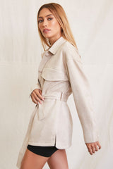 Faux Suede Tie-Waist Jacket