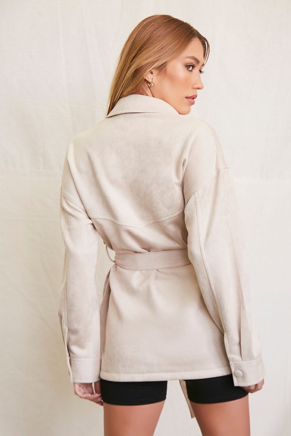 Faux Suede Tie-Waist Jacket