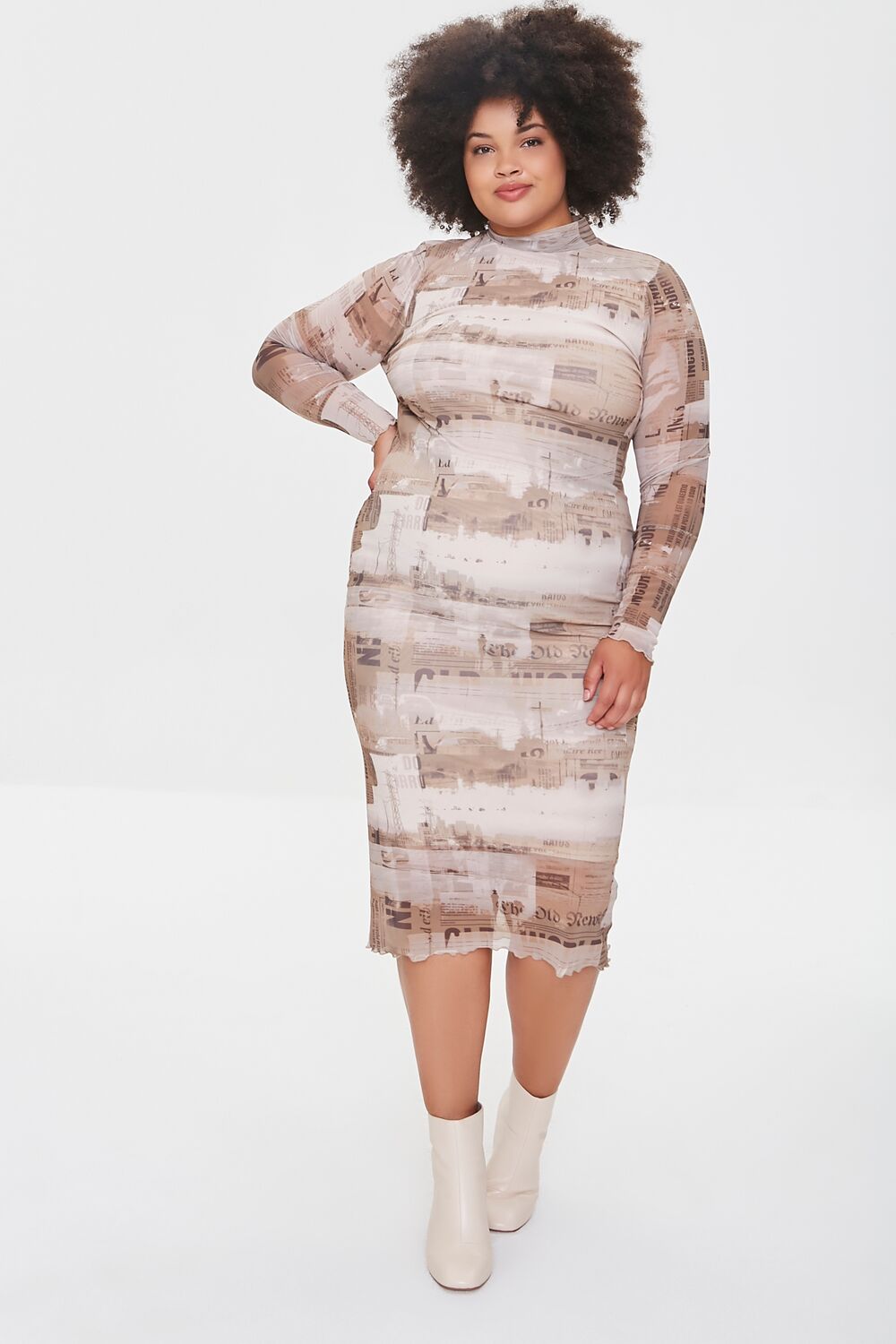 Plus Size Bodycon Newspaper Dress