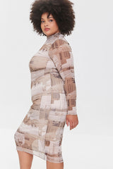 Plus Size Bodycon Newspaper Dress