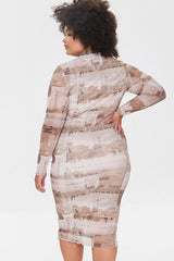 Plus Size Bodycon Newspaper Dress