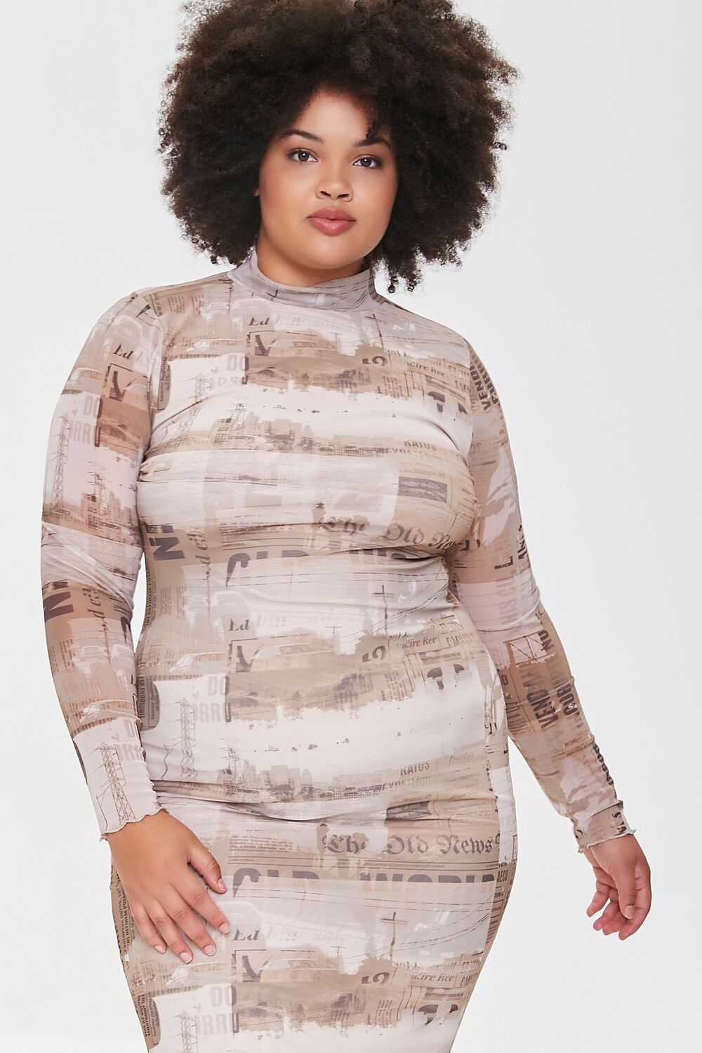 Plus Size Bodycon Newspaper Dress