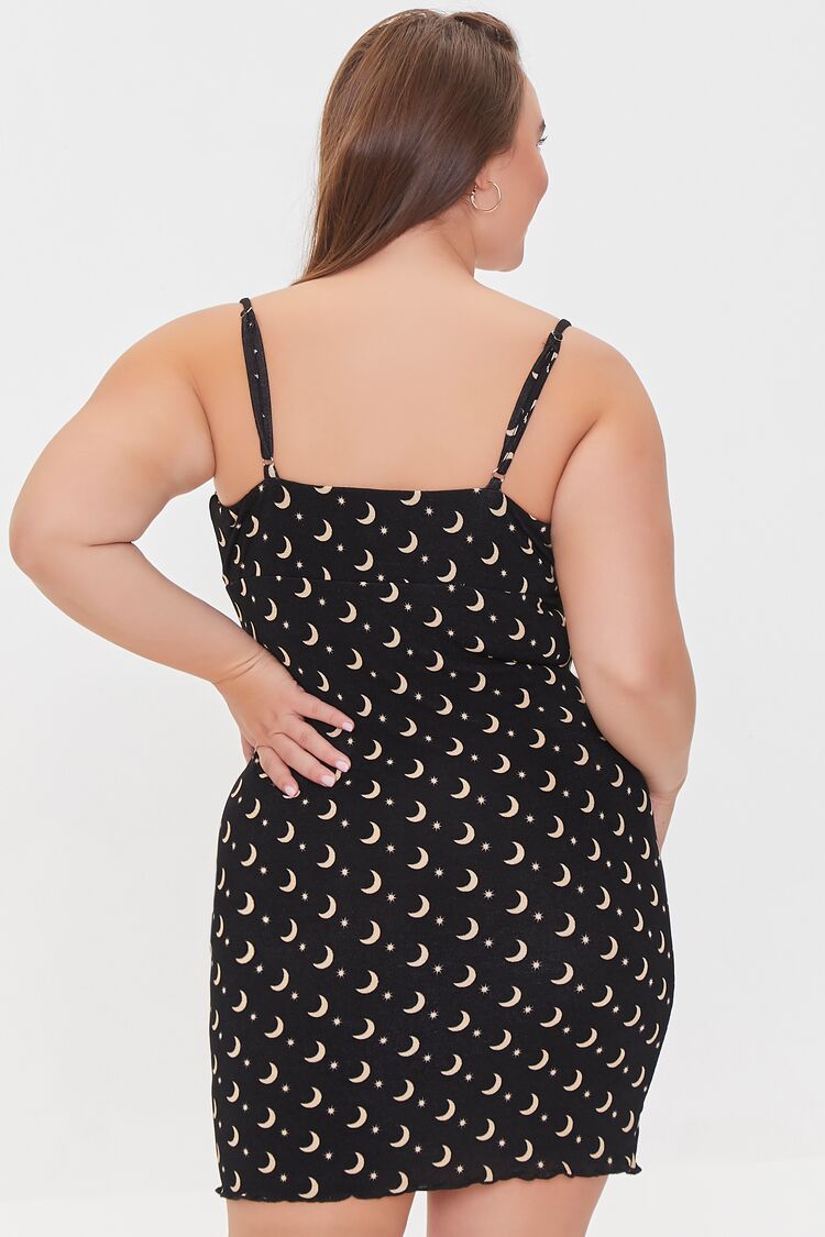 Plus Size Moon Print Mini Dress