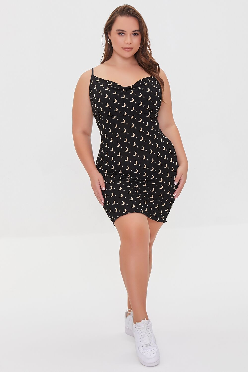 Plus Size Moon Print Mini Dress
