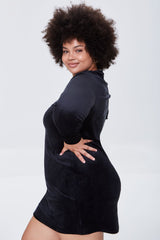 Plus Size Velour Mini Dress