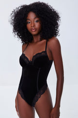 Velvet Floral Lace Bodysuit
