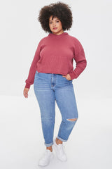 Plus Size Ribbed Knit Hoodie