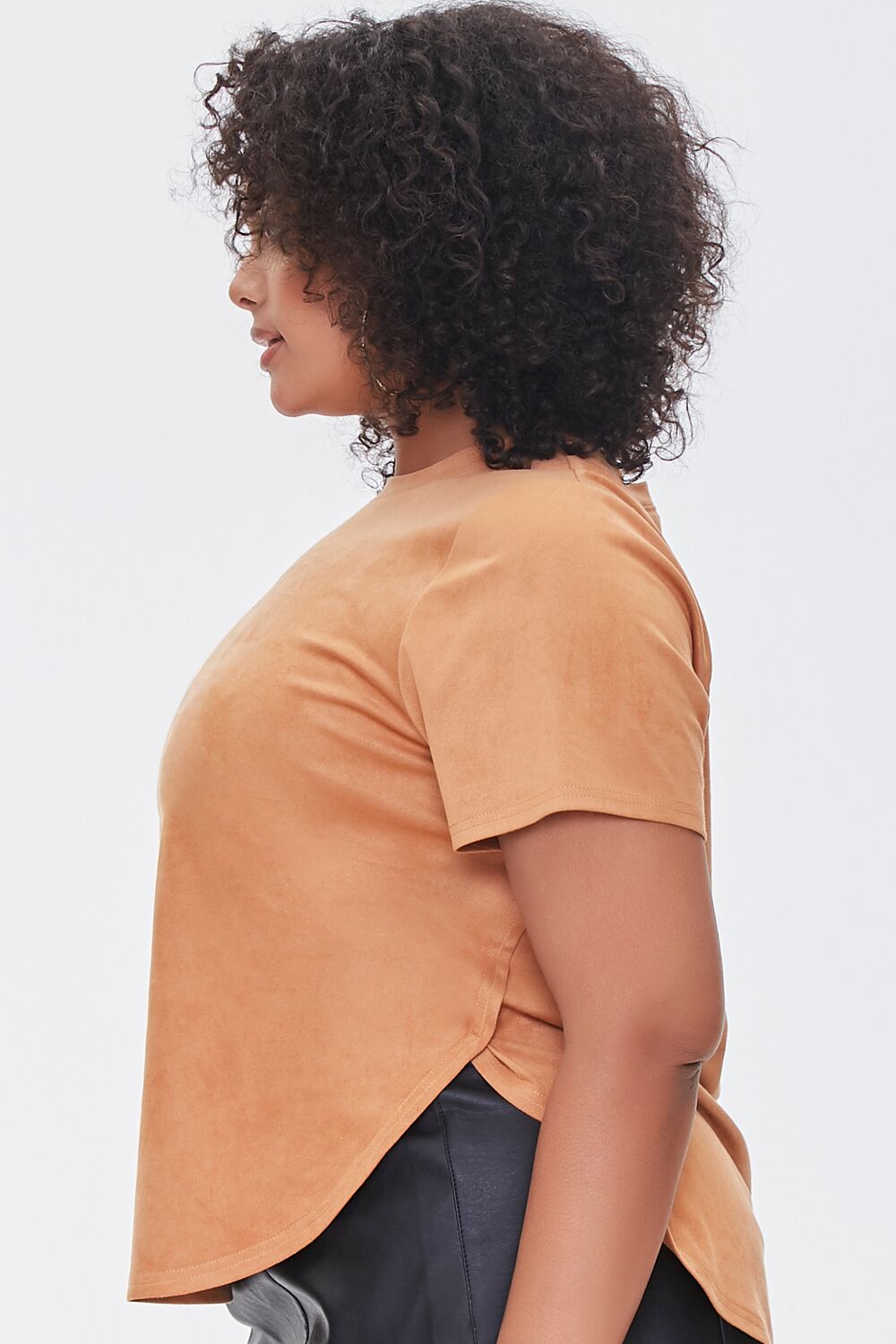 Plus Size Faux Suede Curved Tee