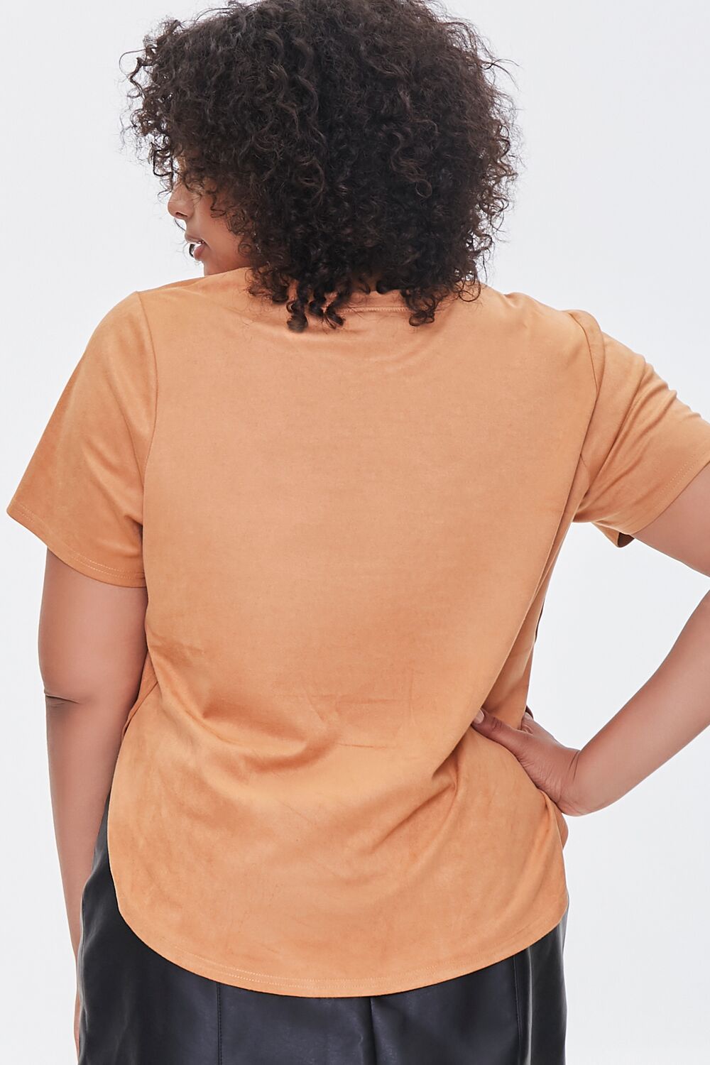Plus Size Faux Suede Curved Tee