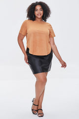 Plus Size Faux Suede Curved Tee