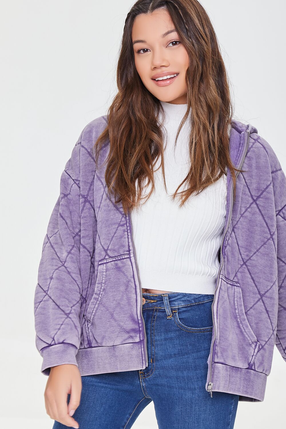 Quilted Zip-Up Hoodie