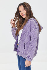 Quilted Zip-Up Hoodie