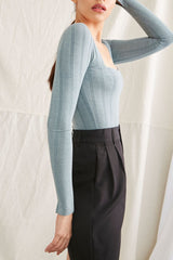 Ribbed Long-Sleeve Bodysuit