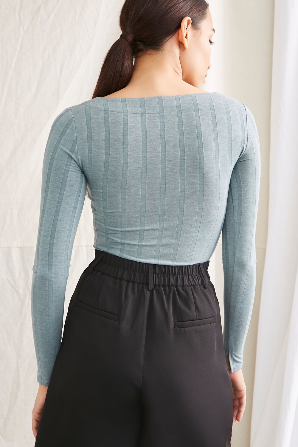 Ribbed Long-Sleeve Bodysuit