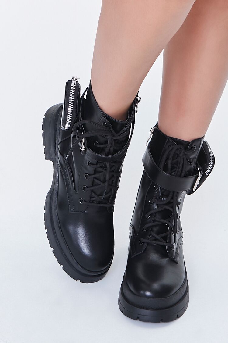 Coin Purse Lace-Up Combat Boots