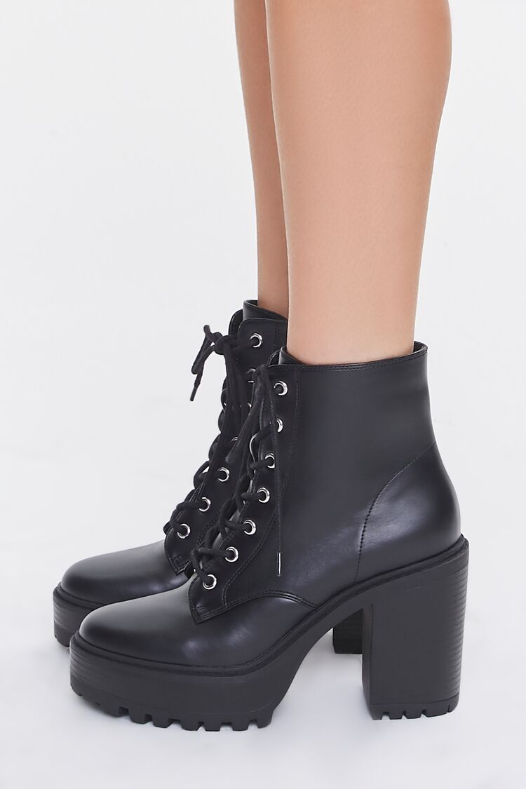 Faux Leather Block Heel Booties
