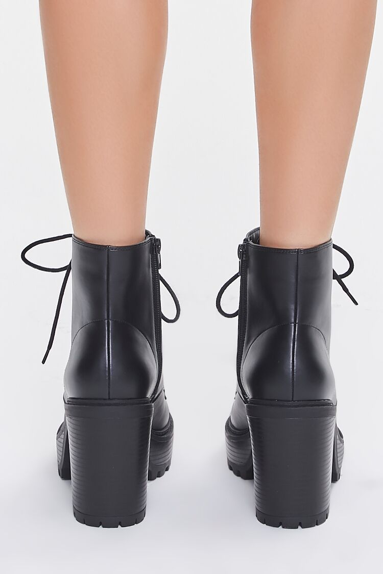 Faux Leather Block Heel Booties