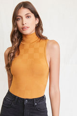 Checkered Turtleneck Bodysuit