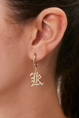 Text Letter Pendant Drop Earrings