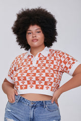 Plus Size Sweater-Knit Checkered Shirt
