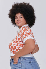 Plus Size Sweater-Knit Checkered Shirt