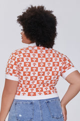 Plus Size Sweater-Knit Checkered Shirt