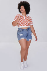 Plus Size Sweater-Knit Checkered Shirt