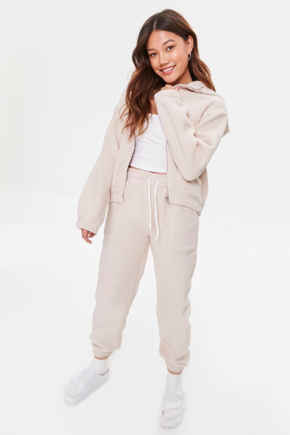 Hooded Faux Shearling Jacket