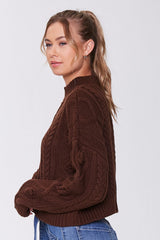 Cable Knit Mock Neck Sweater