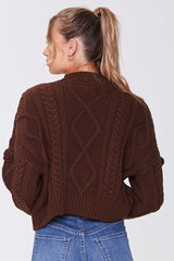 Cable Knit Mock Neck Sweater