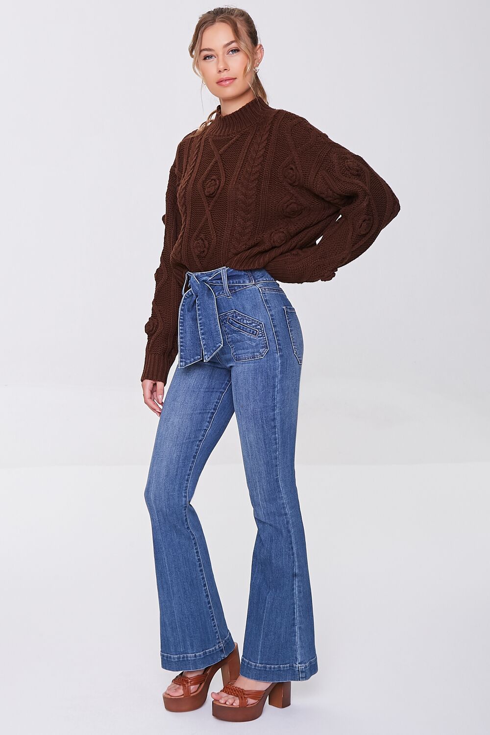 Cable Knit Mock Neck Sweater