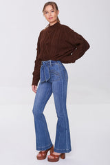 Cable Knit Mock Neck Sweater
