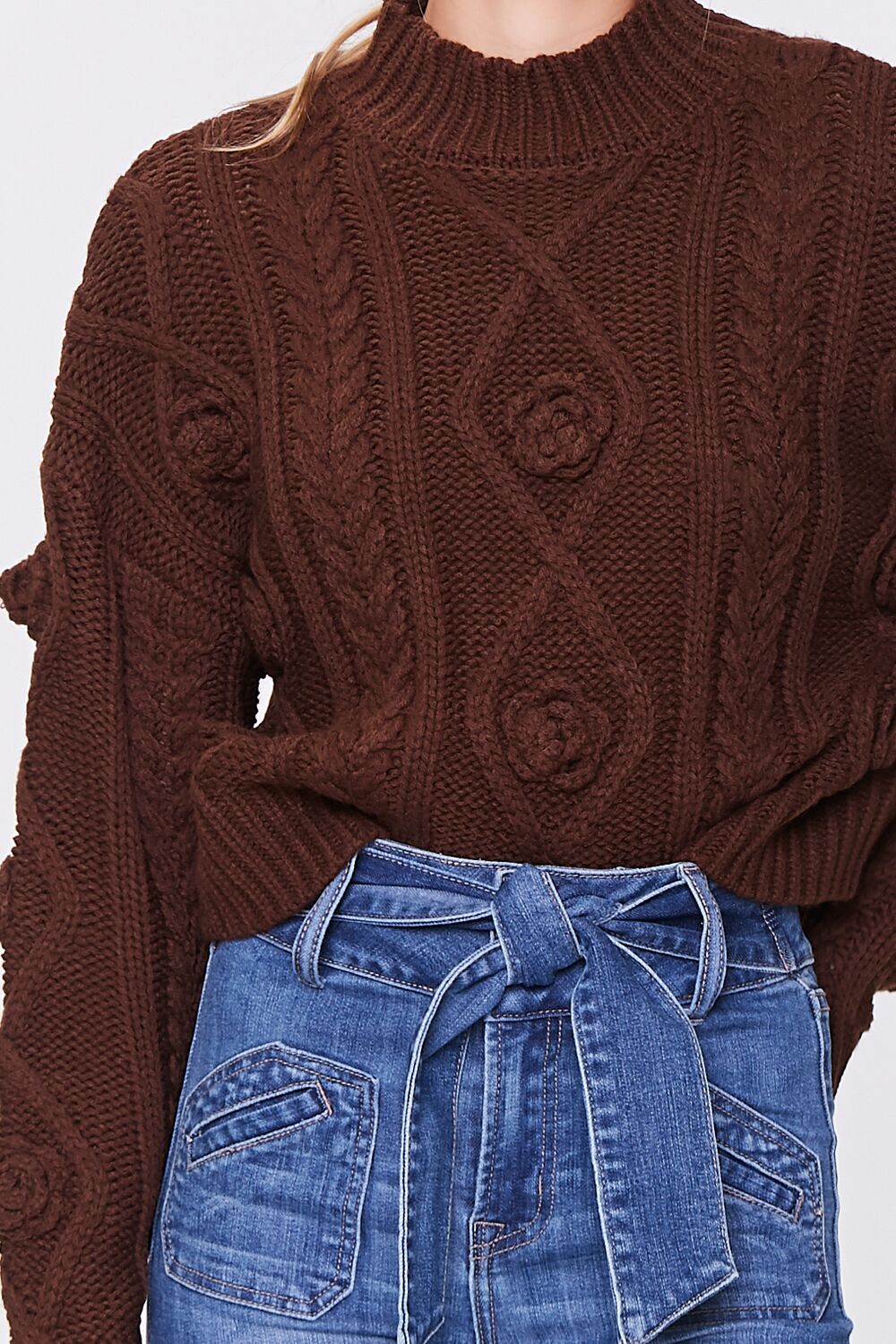 Cable Knit Mock Neck Sweater