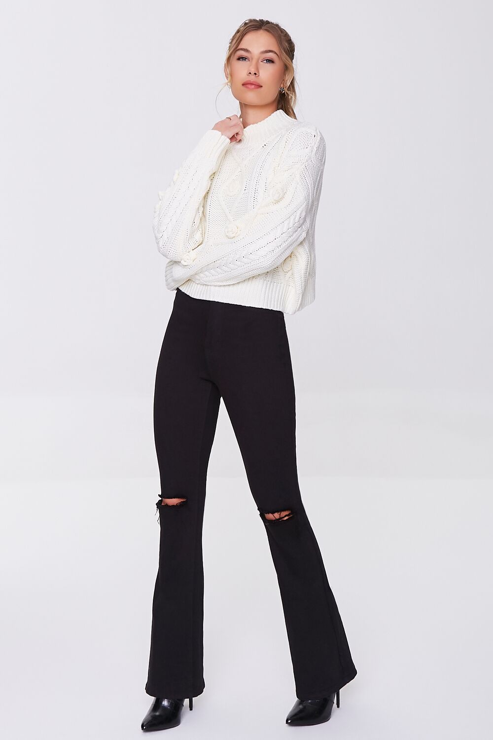 Cable Knit Mock Neck Sweater