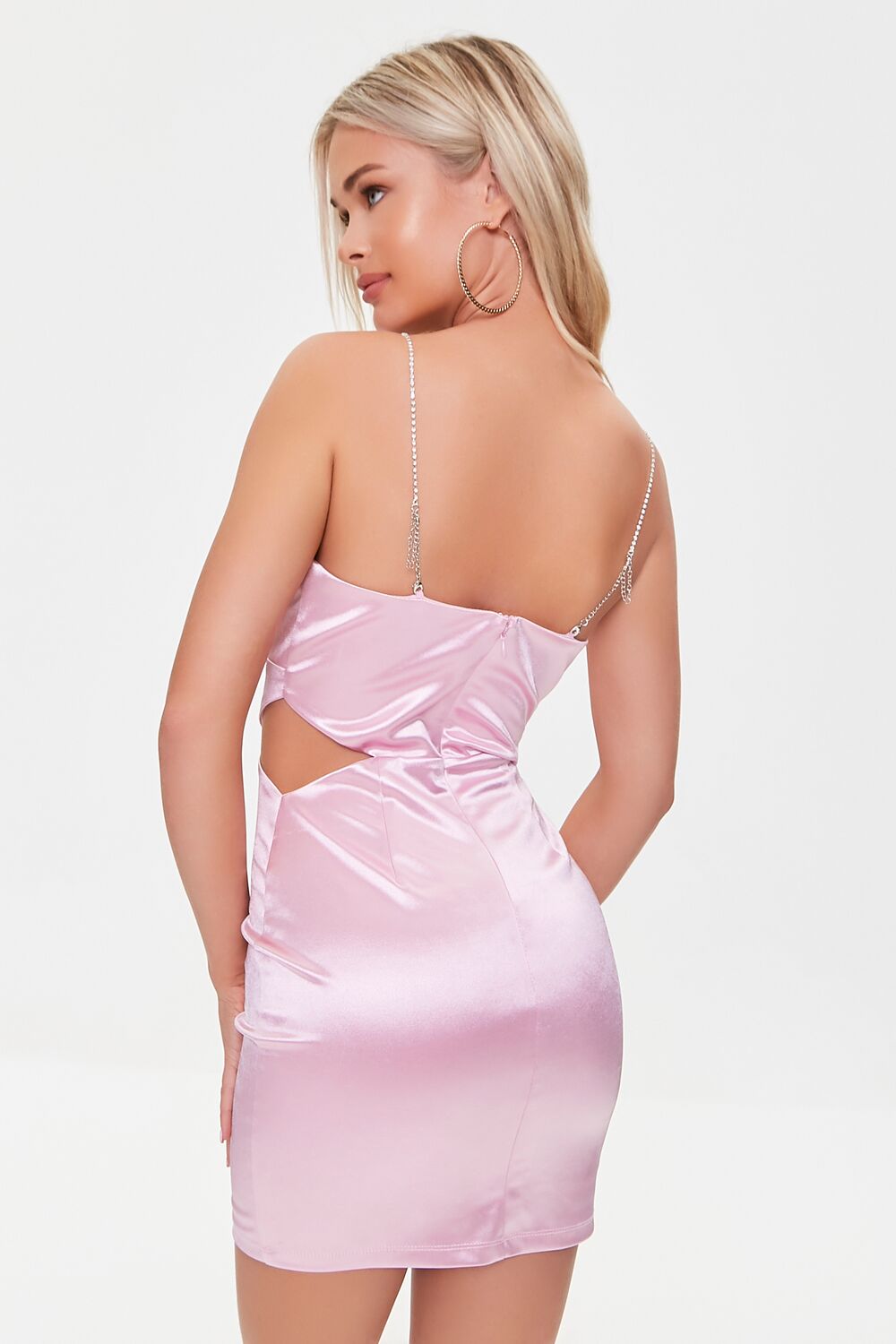 Satin Rhinestone Cami Mini Dress