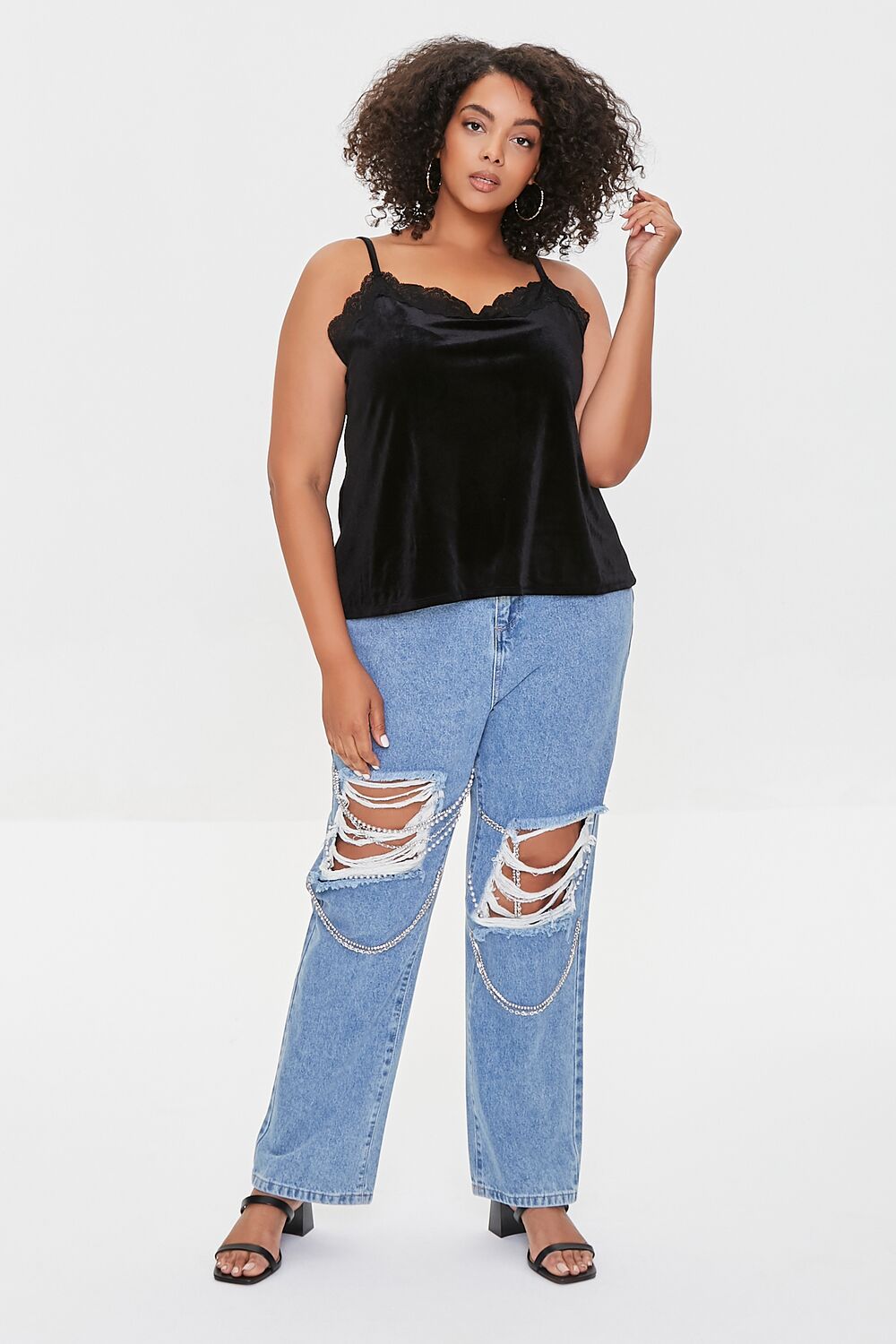Plus Size Velvet Lace Cami