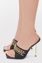 Chain Open-Toe Stiletto Heels