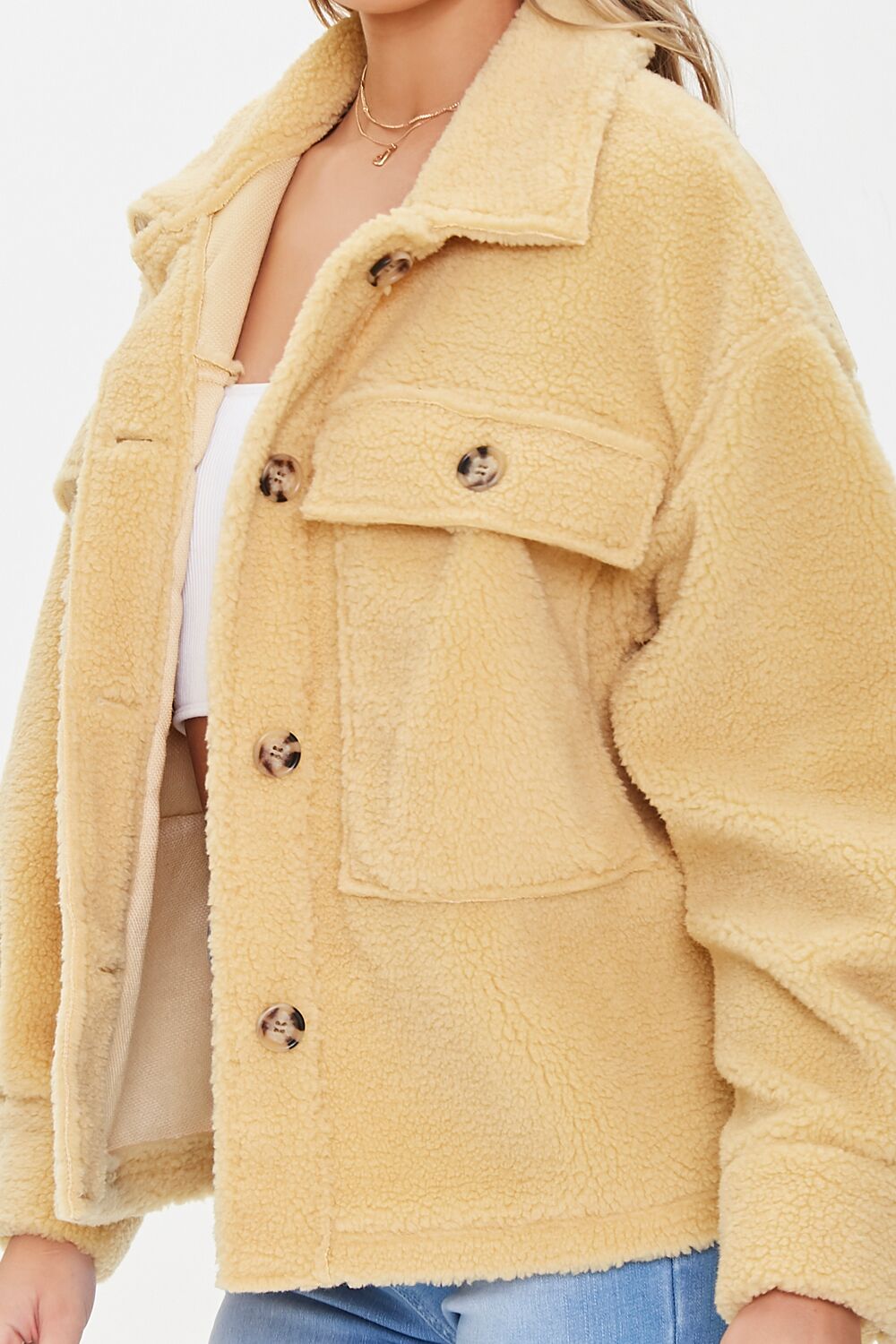 Faux Shearling Button-Front Jacket