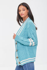 Varsity-Striped Cardigan Sweater