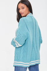 Varsity-Striped Cardigan Sweater