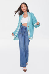 Varsity-Striped Cardigan Sweater