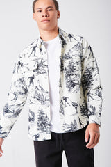 Landscape Print Corduroy Shirt