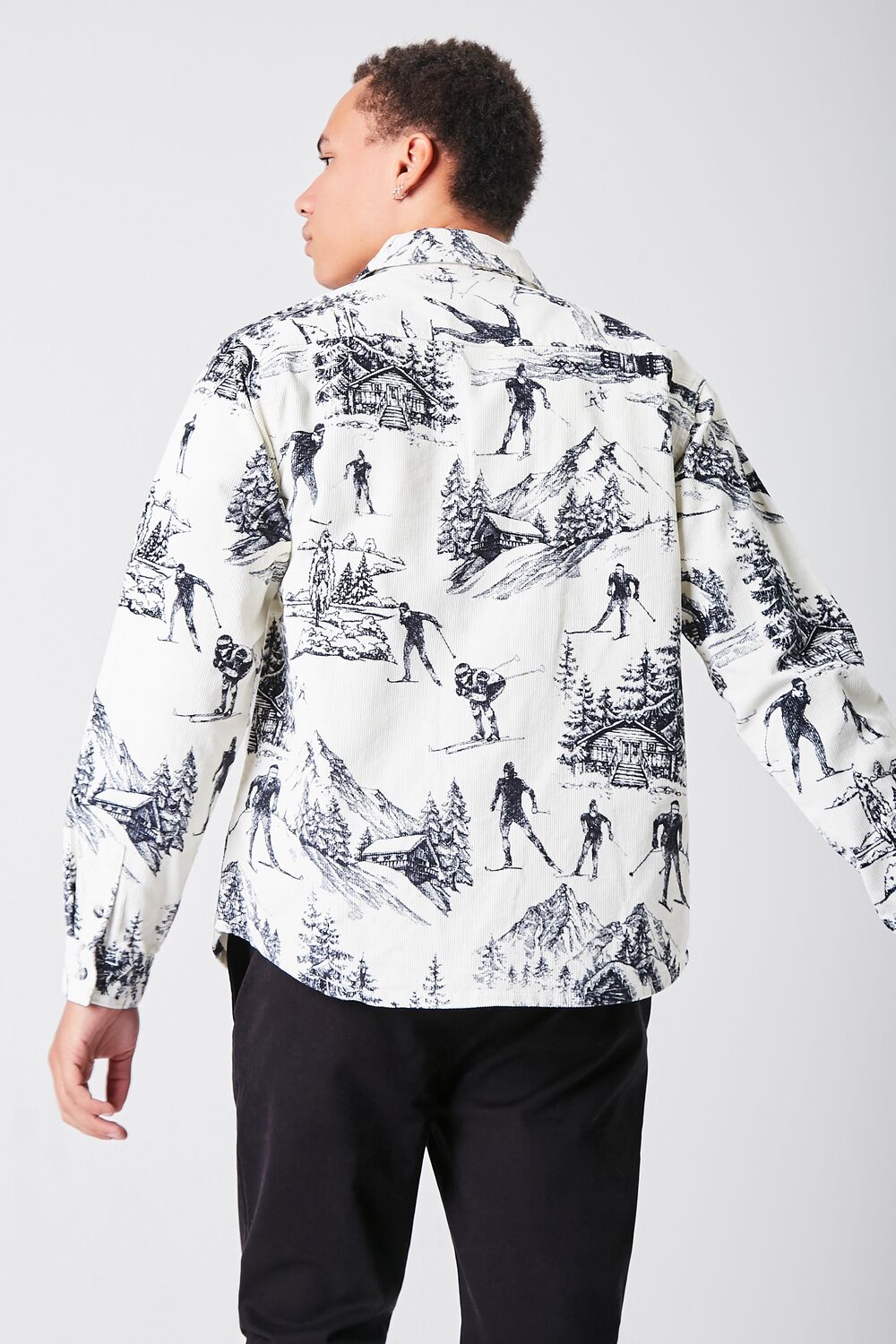 Landscape Print Corduroy Shirt