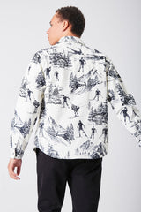 Landscape Print Corduroy Shirt
