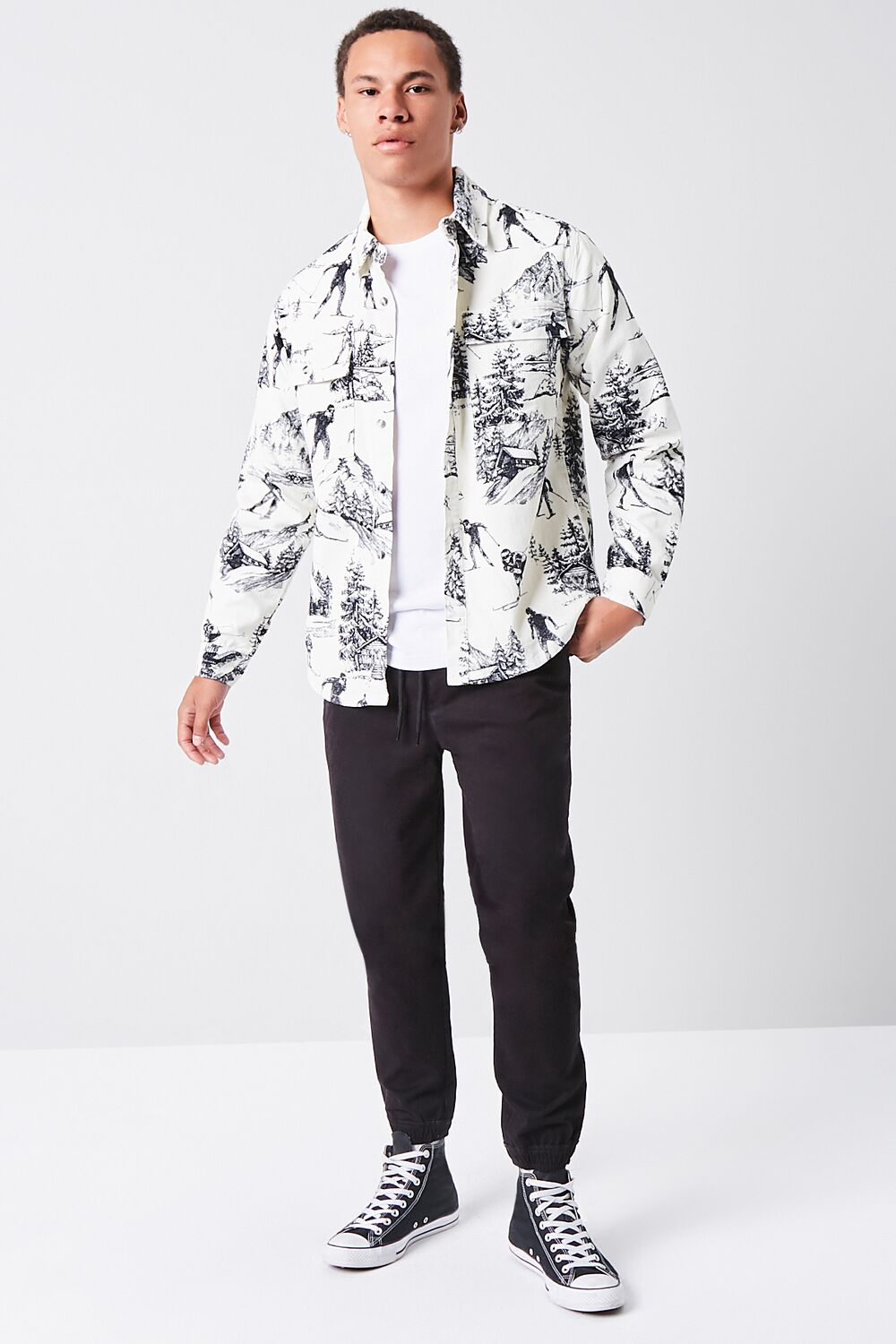 Landscape Print Corduroy Shirt